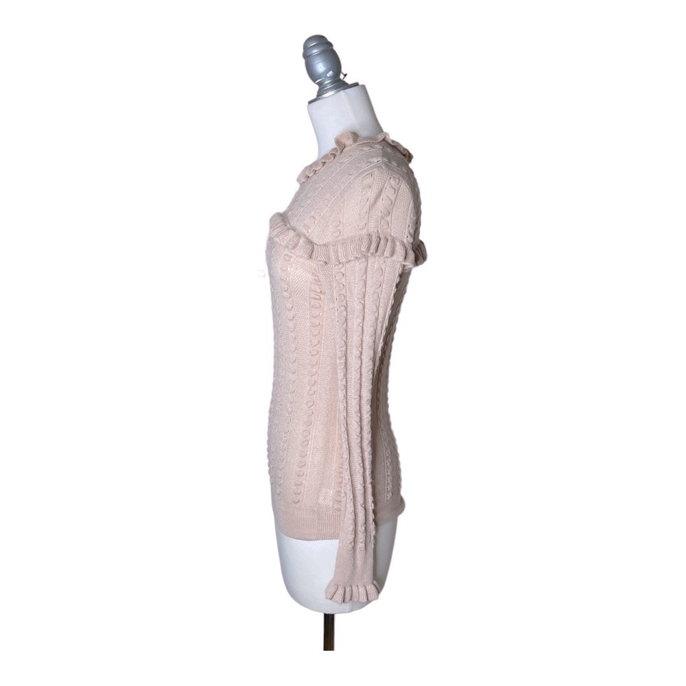 Slate & Willow Stretchy Pink Soft Blush Ruffle Texture Sweater S - Picture 3 of 9